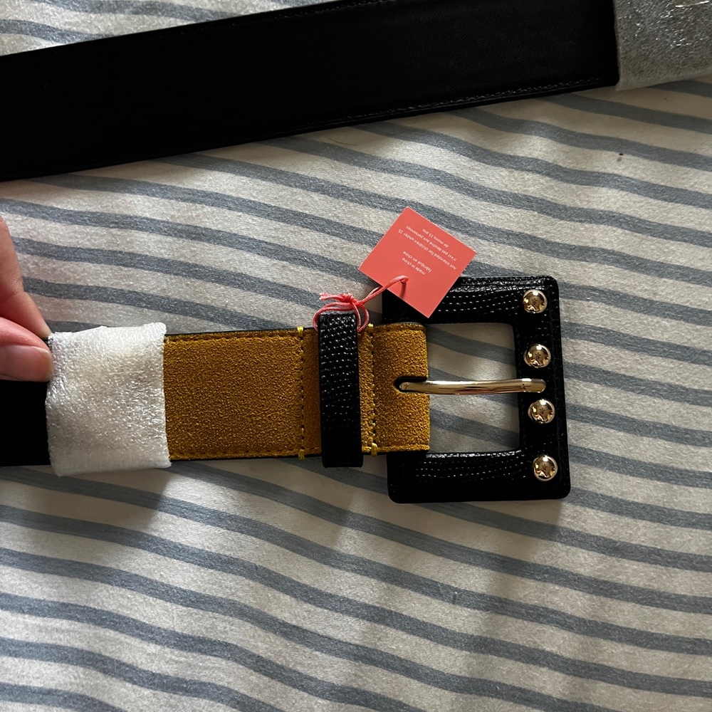 Cabi Mustard and Black Belt with Gold Accents | Sz M